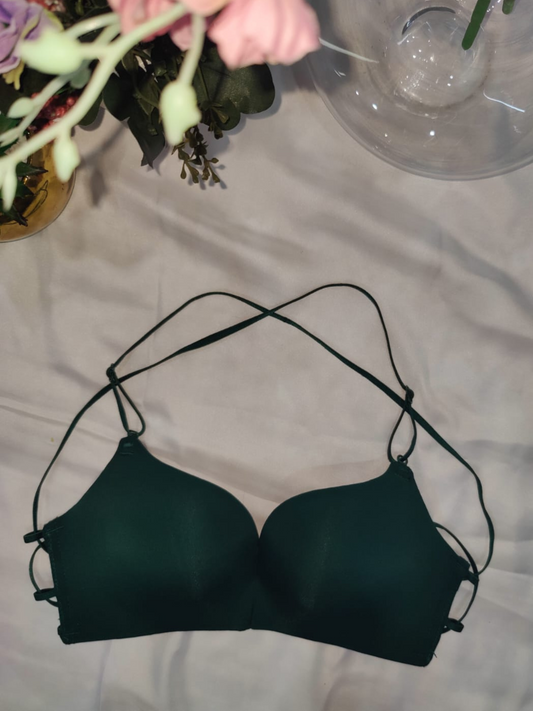 Front Open Very Soft & Smooth Strings Bra-Green
